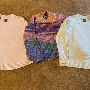 GAP Womens XS Sweater Bundle - Light Purple, Multicolor, Gray/Cream
